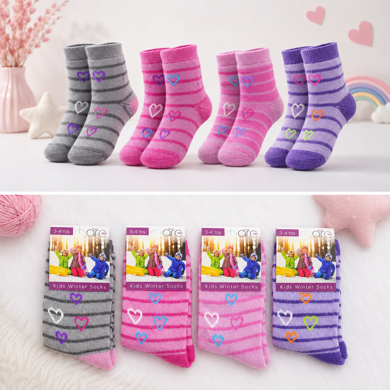 TOPTAN KIZ ÇOCUK ÇORAP 12'Lİ PAKET