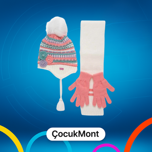 TOPTAN ATKI BERE ELDİVEN SET KIZ ÇOCUK